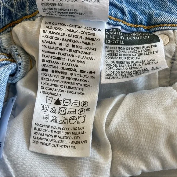 Levi’s Original Ribcage Light Blue Wash Denim Cutoffs Shorts | 31 - Picture 7 of 13